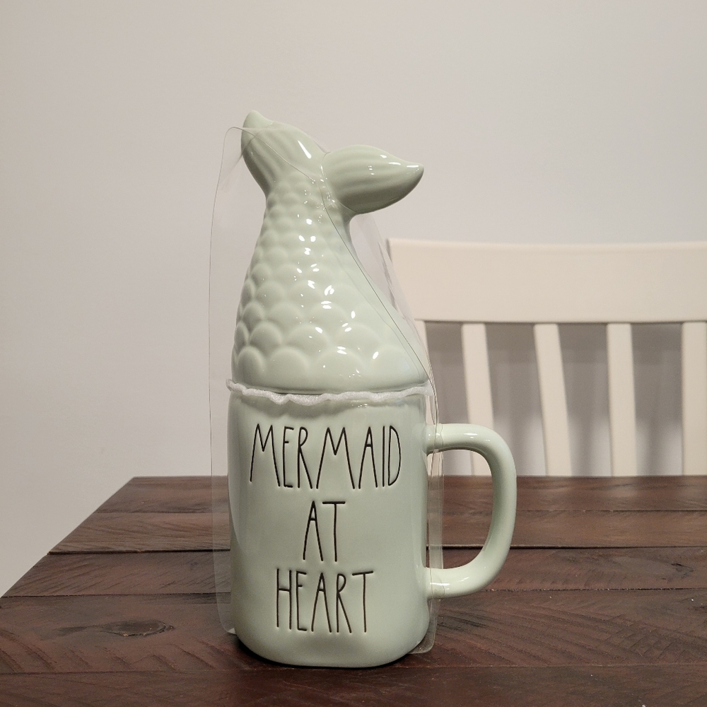 Rae Dunn MERMAID AT HEART Mug with Mermaid tail topper